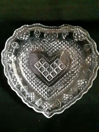 Vintage Heart Shaped Depression Glass Plate With Scalloped Edge