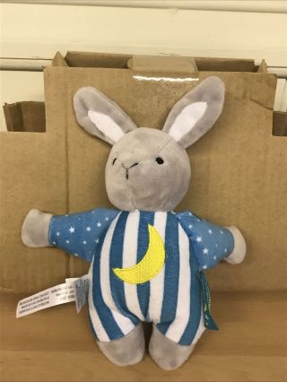Goodnight Moon Grey Bunny Rabbit Pajamas Plush Stuffed Toy Shaking Noise 8 "