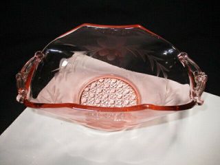 Cane Lancaster Pink Depression Glass Small Sauce Bowl Etch Daisy