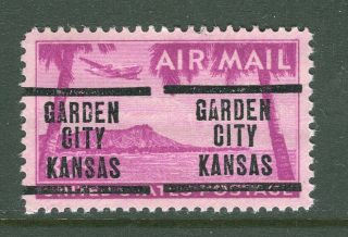 Garden City Ks 207 Precancel On 1952 80 Cent Hawaii Airmail,  Scarce,  Scott C46