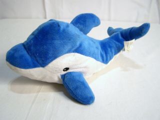 Dolphin Plush Stuffed Toy Blue White Soft 12 " Long