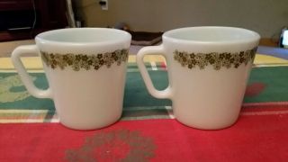 Vintage Kitchen Pyrex Coffee Cup Mugs Crazy Daisy Spring Blossom Green Flowers