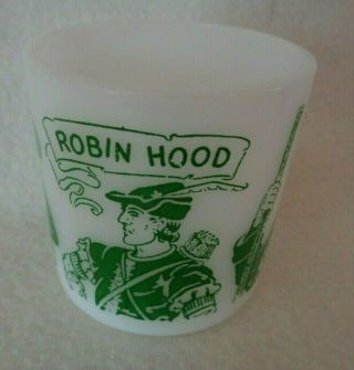 Robin Hood Friar Tuck & Little John Atlas Milk Glass Mug Cup Rare