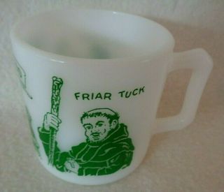 Robin Hood Friar Tuck & Little John Atlas Milk Glass Mug Cup RARE 2