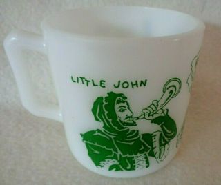 Robin Hood Friar Tuck & Little John Atlas Milk Glass Mug Cup RARE 3