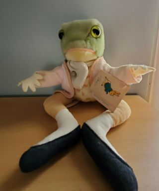 Vintage Beatrix Potter Jeremy Fisher Frog Plush 12” Eden Toys Doll Frog
