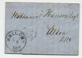 1852 Shiloh Il Stampless Folded Letter Paid 3 In Circle Rate [5806.  917]