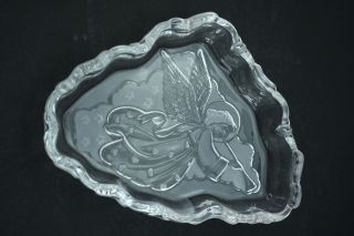 Mikasa Clear / Frosted Crystal Christmas Candy Dish 7.  75 " X 5.  75 " Angel Music