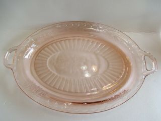Anchor Hocking Glass - Mayfair Open Rose Pink Depression Glass - Oval Platter