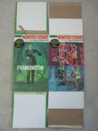 Vintage 1971 Monster Scenes Frankenstein Model Kit Box Only Aurora 633 - 130