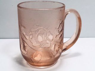 Vintage Pink Floral Depression Glass Coffee Mug From France