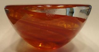 Kosta Boda Red Orange Swirl Votive Small Bowl Glass Candle Holder