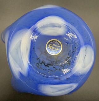 Murano Handkerchief Ann Primrose Bowl.  Blue White Coin Dot Cristalleria D’arte 3