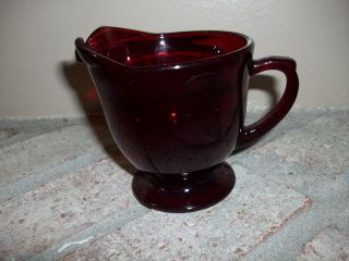 VINTAGE RUBY RED DEPRESSION GLASS CREAMER 3 1/2 ' TALL 2