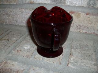 VINTAGE RUBY RED DEPRESSION GLASS CREAMER 3 1/2 ' TALL 3