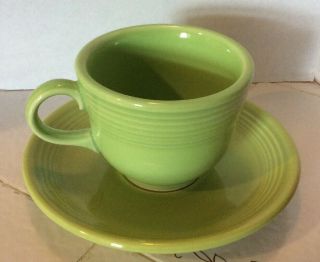 Fiestaware Chartreuse Lime Green Coffee Tea Cup Mug Saucer Fiesta Hlc Usa