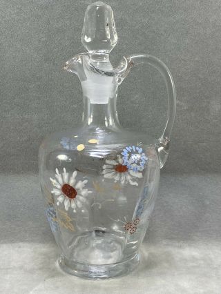 Antique Hand Blown Hand Painted Cruet With Stopper Signed/numbered
