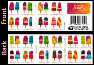 Usps The Frozen Treats Postage Stamps (1 Book Of 20) 2017 Scratch And Sniff