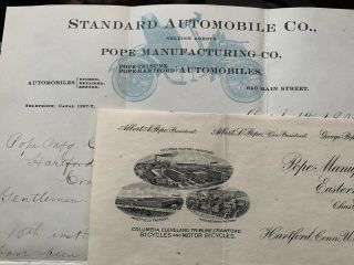1905 POPE AUTO CAR AD LETTERS,  STAMP COVER,  TELEGRAM STANDARD AUTOMOBILE CO 2
