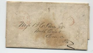 1846 Chicago Il Stampless Folded Letter Red Cds And 10 In Cogged Oval [5806.  360]