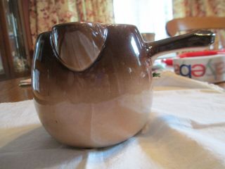 Vintage Mccoy Pottery Two Tone Brown Glaze Bowl W/handle & Pouring Spout Signed