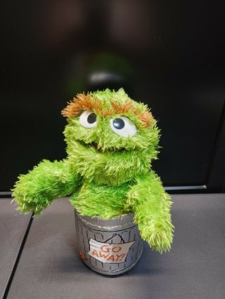 Sesame Street 10 " Stuffed Plush Oscar The Grouch In Trash Can Go Away 2011