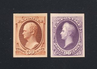 Proof: Scott 217p4 & 218p4 30c & 90c Banknote Plate Proofs On Card,  H