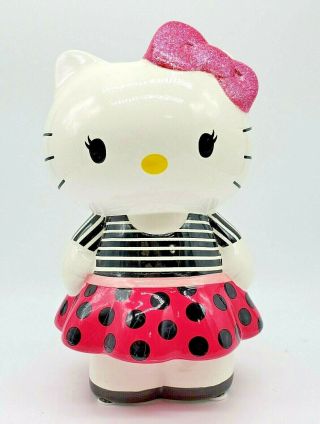 Hello Kitty Bank Sanrio 1976 Pink Bow Stripes Polka Dots Very Good