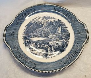 Vintage Blue & White Royal Currier & Ives China 10.  5 " Wide Serving Tray Plate