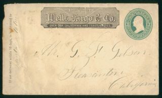 Mayfairstamps Us 1870s Wells Fargo & Co To Pleasanton California Stationery Cove