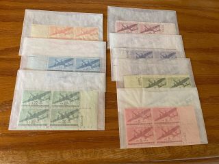 Us Stamps - - Complete Set Of Plate Blocks - - 1941 - 1944 Transport Issues - - C25 - C31