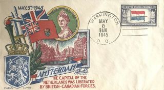 Fluegel Wwii Patriotic 5may45 Amsterdam Netherlands Liberated By British Canada