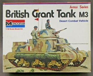 1975 Monogram 7535 British Grant Tank M3 1:32 Model Kit Parts On Trees Tk