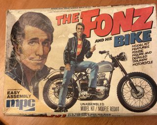 Vintage Mpc 1978 Happy Days The Fonz & His Bike Model Kit W Box