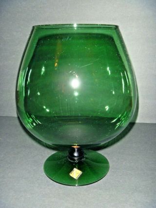 Vintage - Hand Blown In Mexico - Clear Green Glass Footed Vase - Art Glass