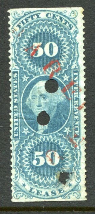 Us First Issue Revenue Stamp,  R57b,  Part Perf.  50 - Cent Lease,  2021 Scott $250