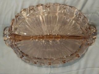 Vintage Pink Depression Glass Divided Relish Candy Serving Dish 12 " X 8 "