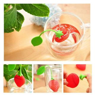 Strawberry Shape Silicone Leaf Loose Tea Drain Infuser Filter Strainer Bal 8y7y