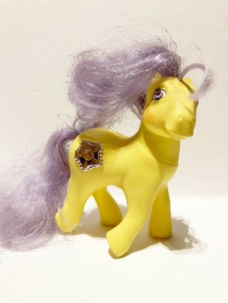 Vintage G1 My Little Pony Princess " Starburst " Hasbro Tinsel Hair Yellow