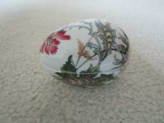Euc Limoges France Floral Porcelain Egg Shaped Trinket Box