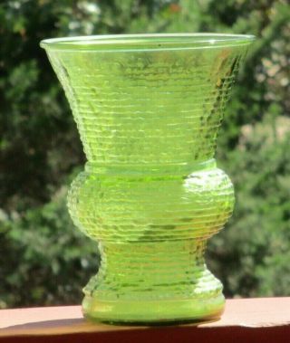 Vintage Avocado Green Soreno Vase 8 " Flared Bulb Anchor Hocking Napco