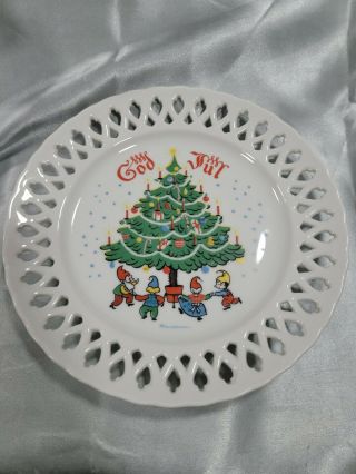 Vintage Christmas Berggren Swedish ‘god Jul’ Folk Art Decorative Display Plate
