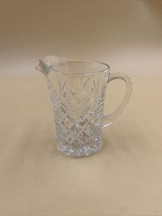 Vintage Anchor Hocking Clear Cut Glass Small Pitcher Creamer,  4.  75” Tall