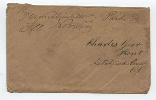 1854 Vermillionville Il Manuscript Stampless Cover With Letter [6029.  374]