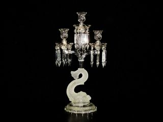 Three Light Baccarat Style Crystal Candelabra/candle Holder.  20 1/4 " Height