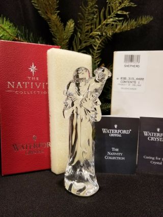 Waterford Crystal Shepherd With Lamb On His Shoulders Nativity