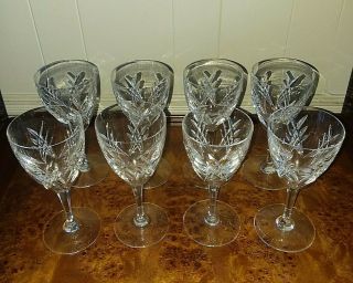 Set 8 French Baccarat Crystal Goblets 7 3/8 " Auvergne Perigold Pattern
