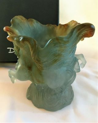 Daum Pate De Verre Horse Vase Sculpture " Timbale Chevaux De Marly " Box & Foam