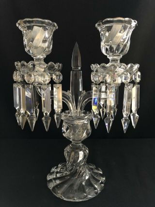 Signed Baccarat Crystal Bambous 2 Light 2 Arm Candelabra - - Can Add Hurricanes