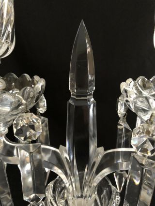 SIGNED BACCARAT CRYSTAL BAMBOUS 2 LIGHT 2 ARM CANDELABRA - - CAN ADD HURRICANES 4